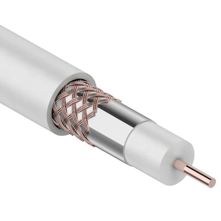 Кабель коаксиальный (RG) кабель rg-6u+cu, (48%), 75 ом, 100м., белый | 01-2206 | proconnect купить в Эфир Электро
