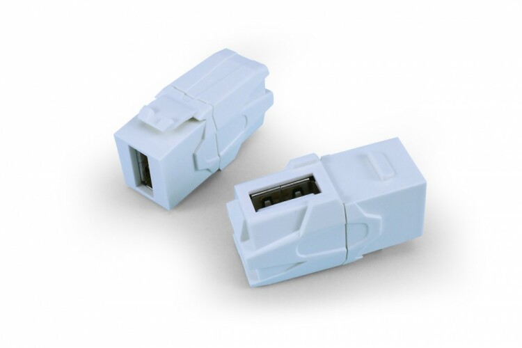 Розетки, адаптеры и модули Keystone kj1-usb-va2-wh вставка формата keystone jack с проходным адаптером usb 2.0 (type a), 90 градусов, rohs, белая | 247403 | hyperline купить в Эфир Электро