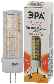 1Лампы (источники света) лампа светодиодная led jc-5w-12v-cer-827-g4 (диод, капсула, 5вт, тепл, g4) (20/500/21000) | б0049087 | эра выгодная цена