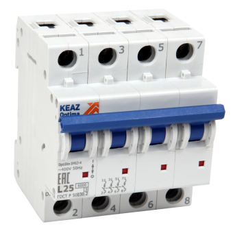 1Модульное оборудование (выключатели, УЗО, АВДТ,  УЗДП) выключатель автоматический четырехполюсной optidin bm63-4k4-ухл3-рег | 280483 | кэаз выгодная цена