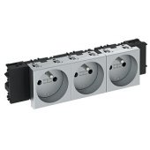 Розетки, выключатели, звонки электрические розетка тройная 0° modul45connect франц. стандарт, 250 в, 16a (серебристый) (std-f0c al3) | 6120582 | obo bettermann выгодная цена