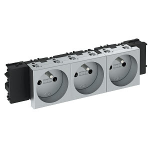 1Розетки, выключатели, звонки электрические розетка тройная 0° modul45connect франц. стандарт, 250 в, 16a (серебристый) (std-f0c al3) | 6120582 | obo bettermann выгодная цена