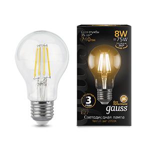 1Лампы (источники света) лампа светодиодная led 8вт e27 220в 2700к a60 | 102802108 | gauss выгодная цена