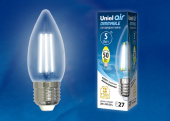 Лампы (источники света) лампа светодиодная led-c35-5w/nw/e27/cl/dim gla01tr led диммируемая. "свеча", прозр серия air. 4000k | ul-00003642 | uniel выгодная цена