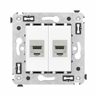 1Розетки, выключатели, звонки электрические компьютерная розетка rj-45 без шторки в стену, кат.6 двойная экранированная, "avanti", "белое облако" | 4400794 | dkc выгодная цена