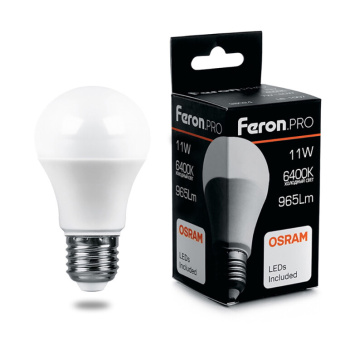 1Лампы (источники света) лампа светодиодная .pro lb-1011 шар e27 11w 6400k osram led | 38031 | feron выгодная цена