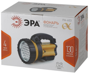 1Фонари фонарь прожекторный аккумуляторный pa-603 альфа 36xled, литий 3ач, зу 220v+12v, карт | б0031034 | эра выгодная цена