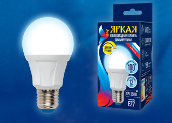 1Лампы (источники света) лампа светодиодная led-a60 12w/6500k/e27/fr/dim plp01wh led, димм.. "груша", мат, серия яркая, пр-во россия, 6500к . | ul-00004288 | uniel выгодная цена