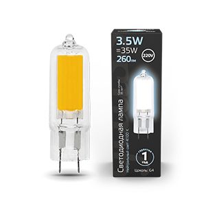 1Лампы (источники света) лампа светодиодная black led g4 ac220-240v 3.5w 260lm 4100k glass | 107807203 | gauss выгодная цена