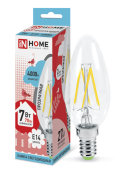 Лампы (источники света) лампа светодиодная led-свеча-deco 7вт 230в е14 4000к 630лм прозр | 4690612007618 | in home выгодная цена
