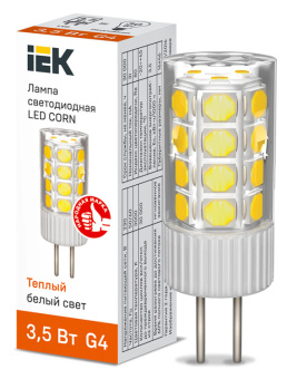 1Лампы (источники света) лампа светодиодная corn капсула 3,5вт 230в 3000к керамика g4 | lle-corn-4-230-30-g4 | iek выгодная цена