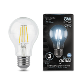 Лампы (источники света) лампа светодиодная black led filament a60 e27 8w 780lm 4100к | 102802208 | gauss выгодная цена