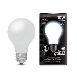 1Лампы (источники света) лампа светодиодная black led filament a60 opal e27 10w 860lm 4100к | 102202210 | gauss выгодная цена