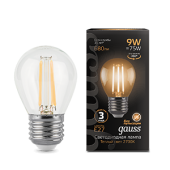 Лампы (источники света) лампа светодиодная black led filament шар e27 9w 680lm 2700k | 105802109 | gauss выгодная цена