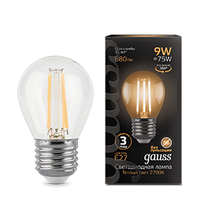 1Лампы (источники света) лампа светодиодная black led filament шар e27 9w 680lm 2700k | 105802109 | gauss выгодная цена