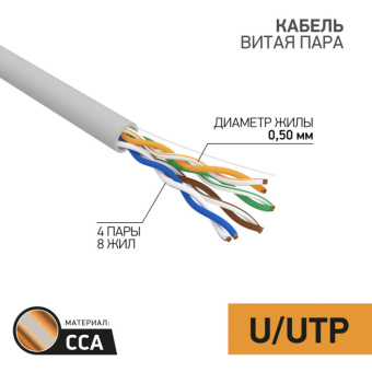 1Кабель витая пара (UTP, FTP) кабель utp 4pr 24awg cat5e 100м | 01-0043-3-100 | proconnect выгодная цена