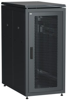 1Шкафы и стойки телекоммуникационные 19 шкаф сетевой 19" linea n 28u 600х1000 мм с l-профилями перфорированные двери черный | ln05-28u61-pp-l | itk выгодная цена