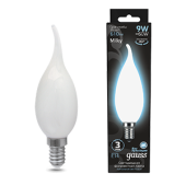 Лампы (источники света) лампа светодиодная filament свеча на ветру 9w 610lm 4100к е14 milky led 1/10/50 | 104201209 | gauss выгодная цена