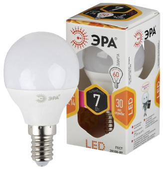 1Лампы (источники света) лампа светодиодная led 7вт e14 220в 2700к smd p45 шар | б0020548 | эра выгодная цена