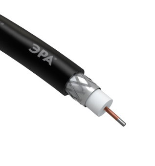 1Кабель коаксиальный (RG) эра кабель коаксиальный rg-6u, 75 ом, ccs/(оплётка al 64%), pe, цвет чёрный, бухта 100 м, simple | б0044601 | эра выгодная цена