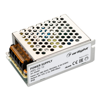 1Ленты светодиодные блок питания ars-25-12 (12v, 2.1a, 25w) | 026681 | arlight выгодная цена