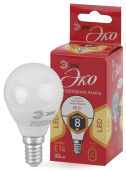 Лампы (источники света) лампа cветодиодная eco led p45-8w-827-e14 (диод, шар, 8вт, тепл, e14) (10/100/3500) | б0030022 | эра выгодная цена