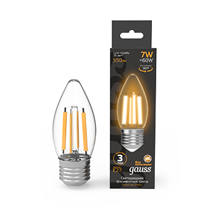 1Лампы (источники света) лампа светодиодная filament свеча 7w 550lm 2700к е27 led 1/10/50 | 103802107 | gauss выгодная цена