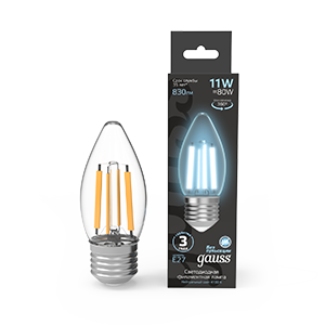 1Лампы (источники света) лампа светодиодная filament свеча 7w 580lm 4100к е27 led 1/10/50 | 103802207 | gauss выгодная цена