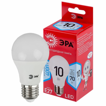 1Лампы (источники света) лампа светодиодная led a60-10w-840-e27 r (диод, груша, 10вт, нейтр, e27) (10/100/2000) | б0049635 | эра выгодная цена