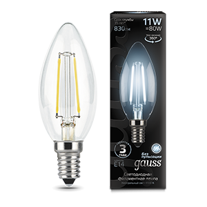 1Лампы (источники света) лампа светодиодная black led filament свеча e14 11w 750lm 4100к | 103801211 | gauss выгодная цена