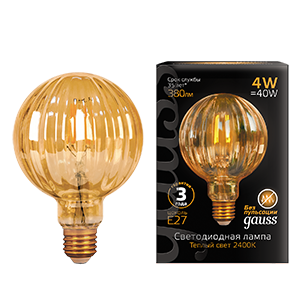 1Лампы (источники света) лампа светодиодная filament g100 4w 380lm 2400к е27 golden baloon led 1/20 | 147802004 | gauss выгодная цена