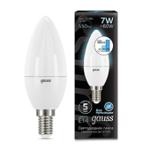 Лампы (источники света) лампа светодиодная led 7вт e14 220в 4100к свеча, диммируемая | 103101207-s | gauss выгодная цена
