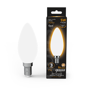 1Лампы (источники света) лампа светодиодная black led filament свеча opal e14 5w 420lm 2700к | 103201105 | gauss выгодная цена