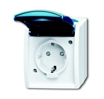 1Розетки, выключатели, звонки электрические розетка schuko 16а 250в ip44 для открытого монтажа c защитными шторками, серия ocean, цвет серый/сине-зелёный | 2083-0-0842 | 2cka002083a0842 | abb выгодная цена