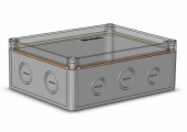 Коробки распределительные коробка 240х190х93 пк поликорбанат серый цвет корпуса,крышка низкая,прозрачная,пустая | кр2803-720 | hegel выгодная цена