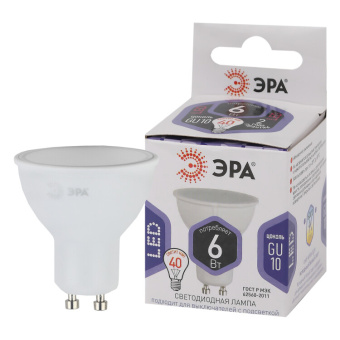 1Лампы (источники света) лампа светодиодная led mr16-6w-860-gu10 (диод, софит, 6вт, холод, gu10) (10/100/4800) | б0049070 | эра выгодная цена
