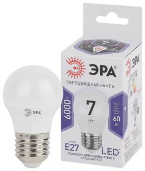 1Лампы (источники света) лампа светодиодная led 7вт е27 6000к smd p45-7w-860-e27 | б0031402 | эра выгодная цена