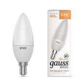 Лампы (источники света) лампа светодиодная basic свеча 5,5w 400lm 3000k e14 led 1/10/100 | 1033116 | gauss выгодная цена