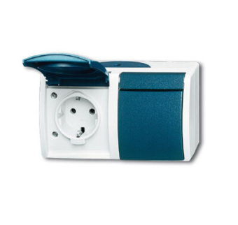 1Розетки, выключатели, звонки электрические розетка schuko 16а 250в ip44, двойная, для открытого монтажа, со шт., серия ocean, цвет серый/сине-зелёный | 2084-0-0720 | 2cka002084a0720 | abb выгодная цена