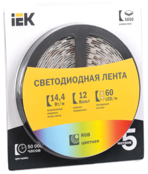 1Ленты светодиодные лента светодиодная lsr-5050rgb60 14,4вт 12в rgb ip20 5м | lsr2-3-060-20-1-05 | iek выгодная цена