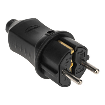 1Разъемы промышленные вилка прямая влагозащищенная 2p+pe 230v, 16 а, ip44 каучук | 111-001-4 | proconnect выгодная цена