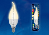 Лампы (источники света) лампа светодиодная led-cw37 7w/ww/e14/fr plp01wh led. «свеча на ветру», матовая. серия яркая, пр-во россия, 3000k | ul-00002416 | uniel выгодная цена
