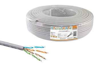 1Кабель витая пара (UTP, FTP) кабель витая пара народный u/utp cat 5e 4х2х24awg cca (100м) pvc, серый | sq0107-0115 | tdm выгодная цена