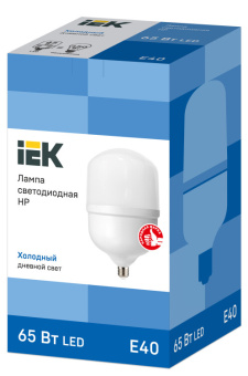 1Лампы (источники света) лампа светодиодная промышленная hp 65вт 230в 6500к e40 | lle-hp-65-230-65-e40 | iek выгодная цена