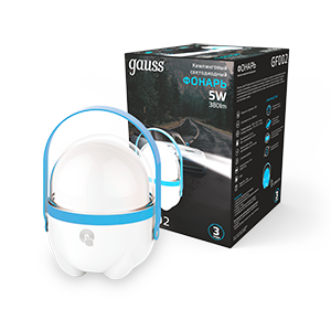 1Фонари фонарь кемпинговый gfl002 5w 380lm li-ion 3600mah диммируемый голубой led 1/20/40 | gf002 | gauss выгодная цена