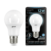 Лампы (источники света) лампа светодиодная led 12вт e27 220в 4100к a60 шар | 102502212 | gauss выгодная цена