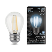 Лампы (источники света) лампа светодиодная led 7вт e27 220в 4100к шар | 105802207 | gauss выгодная цена