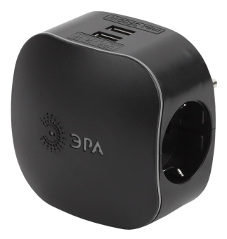 1Удлинители, удлинители на катушке, катушки переносные тройник sp-3e-usb-black 3гн 220v + 2xusb 2100ma, c заземл, со шт (черный) | б0046364 | эра выгодная цена