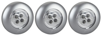 1Фонари светильник пушлайт (подсветка) sb-504 "аврора" [4xled, 3xaaa, серебристый, 3шт в кор] (20/120/480) | б0029184 | эра выгодная цена