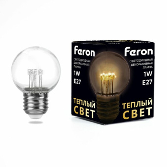 1Лампы (источники света) лампа светодиодная, (1w) 230v e27 2700k g45 прозрачая, lb-378 | 41918 | feron выгодная цена